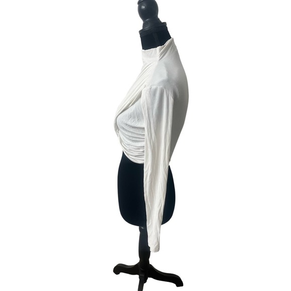 Significant Other Mock Neck Pleated Crop Top - White - Size US 4 - Picture 3 of 4